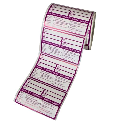 Acense Allergy Warning Labels Red and White Paper Rectangular 49 x 75 Millimeters 500 Labels