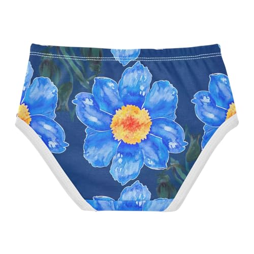 Girls Underwear Toddlers 2t Cotton Girl Panties Cute Pattern Briefs Girls Undies Blue Watercolor Flowers2