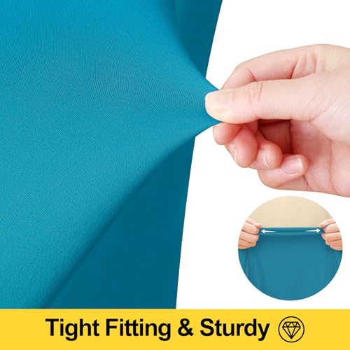 Image of Smiry Spandex Elastic Fitted Table Cloth Skirt for 5FT Rectangle Table | Stretch Washable Table Cloth, Banquet Table Cover for Wedding, Party, Indoor & Trade Shows, (Turquoise, 60Lx30Wx30H)