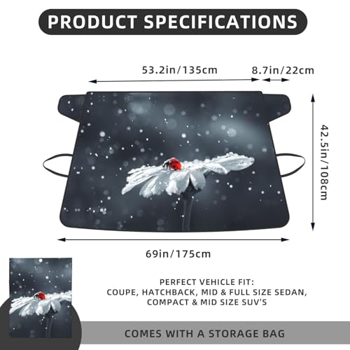 Protector de escarcha para coche sin congelación diseño de mariquita e invierno 5
