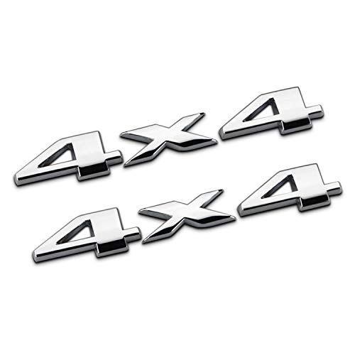 PTDecals 2X Metal 3D 4X4 Emblem Badge Chrome Silver Auto Tuning Sticker Decal Replacement for SUV 4WD AWD(14x2CM)