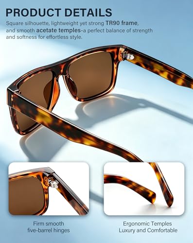 Image of Joopin Polarized Sunglasses Men Women UV400 Protection, Big Chunky Square Sun Glasses, Designer Shades Retro Sunnies Driving