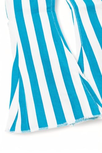 Turquoise Stripe Printed Bootcut Denim Pants.3