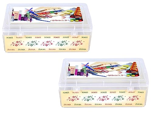 Image of NMII Multipurpose Plastic Storage Box I Transparent Plastic Container Box For Home, Travel, Kitchen, Jewellery Items, Etc - 22 L x 12.4 W x 8 H (CM) - 2 Box