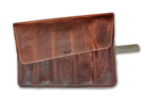 Atlas 46 Rolo de ferramentas de alicate de couro - 5 compartimentos para alicates - compatível com f