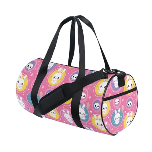 Cartoon Rabbit Sports Duffel Bag Durable Full Print Barrel Gym Bag with Multiple Pockets, Adjustable Shoulder Strap Ideal for Sports Gym Training Travel and Outdoor Use3