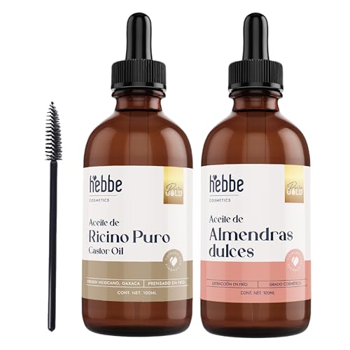 Ojos, Drugstore HEBBE - Kit Aceite de Ricino y Almendras 100ml | Estimula Crecimiento Capilar | Refuerza Pestañas y Cejas | Suaviza Labios | Revitaliza Manos Resecas |...