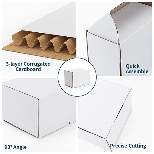 Image of ZBEIVAN 6x4x3 White Shipping Boxes Set of 40, Corrugated Cardboard Mailer Boxes for Packaging Small Business Mailing Gifts
