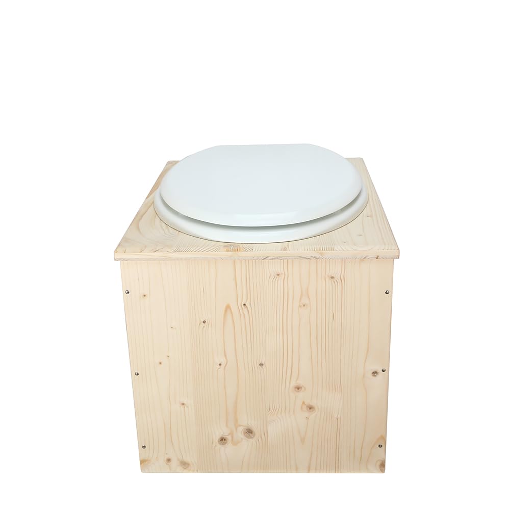 Toilette sèche en bois avec seau 18L - La blanche - Fabrication Française - N3