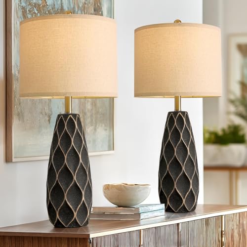 PORTRES 27.5" Ceramic Table Lamps for Bedroom Living Room Lamps