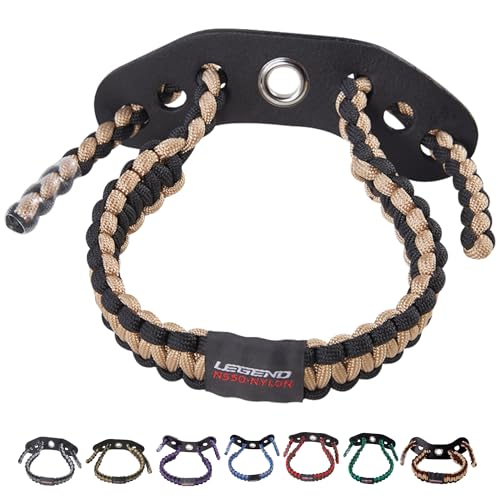 Legend 550 Paracord Bow Wrist Sling - Compound Bow Stabilizer & Hand Loop Carrier Archery Accessories - Adjustable Wrist Strap with Durable Leather Yoke