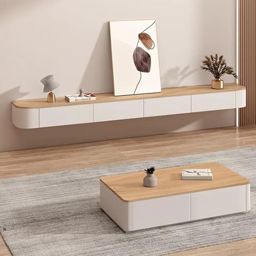 Soporte de pared para TV de 200 cm, con 4 cajones, Spacius Entertainment Center fr Living Rm & Ffice, elegante Strage Slutin, acabado