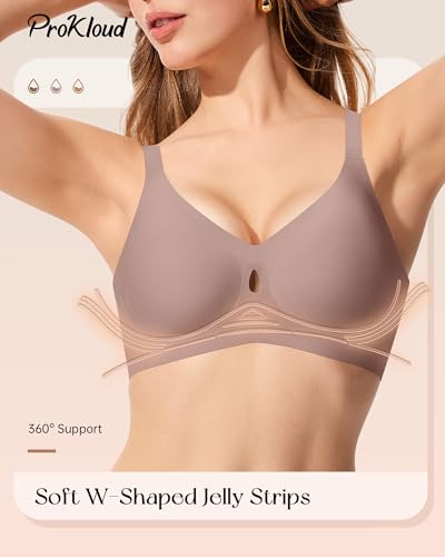 Image of ProKloud Bras for Women No Underwire Wireless Jelly Bras Full Coverage Seamless Push Up Bralettes Support Tshirt Bra