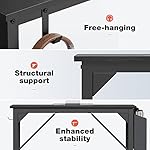 OLIXIS Computer Desk Home Office 48 Inch Writing Study Work Desk with Storage Bag, Headphone Hooks, Large Simple Modern Wood Kids Student PC Table - Black - Image 5