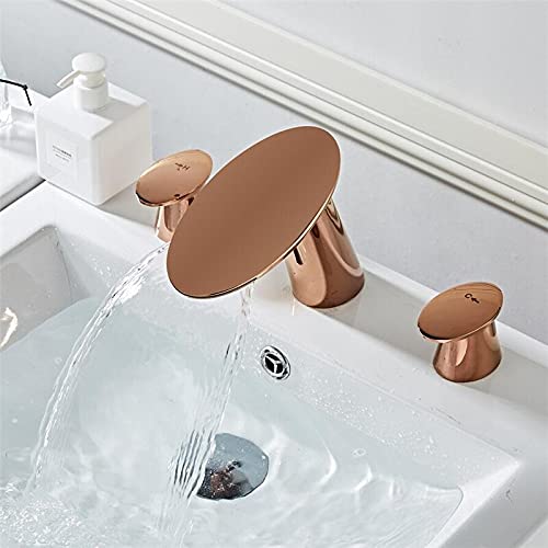 Robinet de lavabo chrome à 3 trous avec mitigeur cascade eau chaude et froide