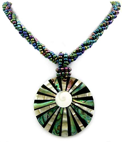 Natural Abalone Shell Mother of Pearl Shiva Eye Shell Pendant Beads Necklace Women Jewelry EA312