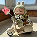 Liotww Motorcycles Scooter Toy Doll - with Light and Music, Cute Have a Seat for Accessories, Decor Desktop Ornaments Collectors (Off-White)