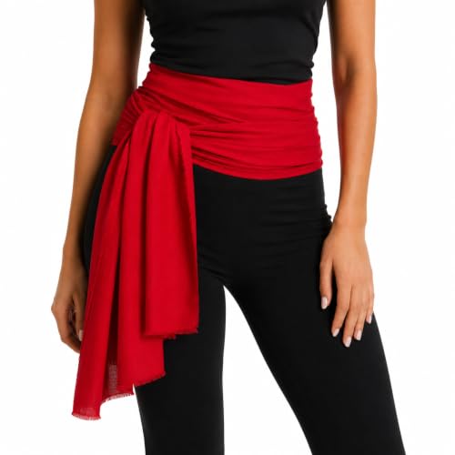 Skeleteen Red Pirate Sash Belt - Red Medieval Renaissance Pirates Tie Bandana Waist Scarf for Men Women and Children