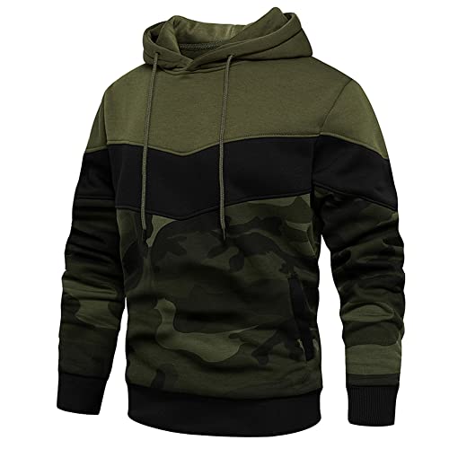 DUOFIER Men's Athletic Hoodies Color Block Hooded Fleece Sweatshirt