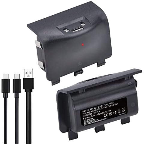 For Xbox Series X/S Controller Battery,Pickle Power 2 Pack Rechargeable Battery,1400mAh Ni-Mh Xbox Battery Pack with 2 in 1 Type -C Cable for Xbox Series X/S Wireless Controller Cover