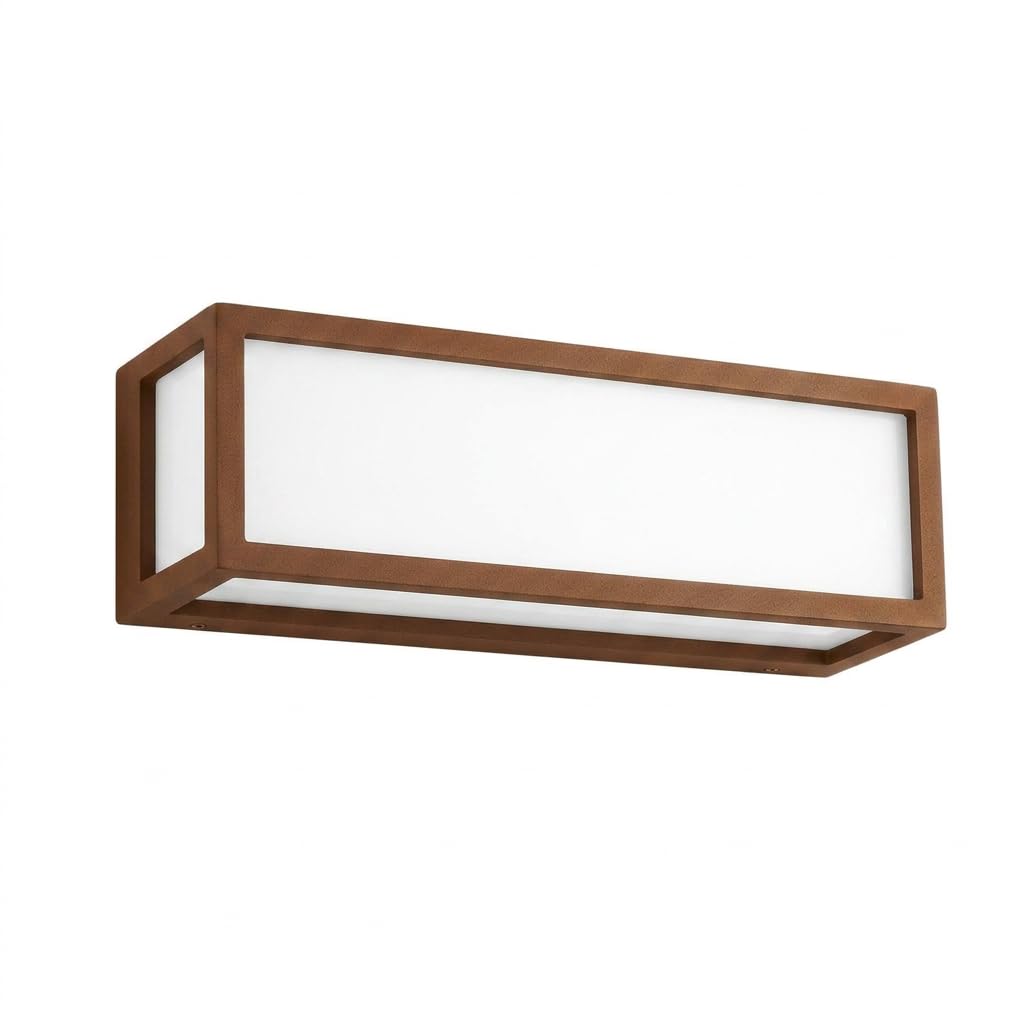 Applique da Parete in Alluminio per Esterno, IP54, E27 Max 20W, Stile Moderno, 370x110x100 mm, Bianco/Antracite/Corten (Corten)