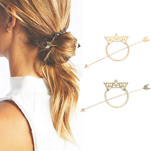 JONKY Vintage Hair Side Combs Golden Alloy Slotted Branch Hair Side Comb Clip Hairdressing Hair Accessories Hair Side Combs Work Party Gifts for Women and Girls (Pack of 2)