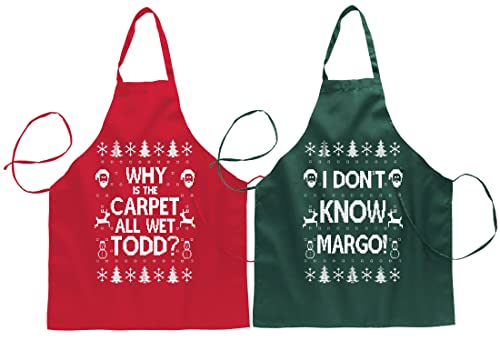 Wild Bobby Why is The Carpet All Todd I Dont Know Margo His/Her Couples/Best Friends Ugly Christmas Graphic Apron, Red Kelly, One Size