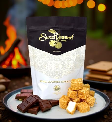 SweetGourmet Toasted Coconut Marshmallow Cubes, Vanilla Flavor, Gluten-Free, GMO-Free, 8oz Bag
