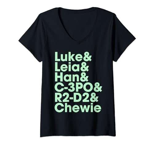 T-shirt Star Wars femme col V au motif empilé textuel pour un style minimaliste original