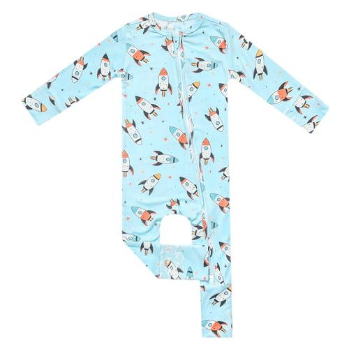Image of Copper Pearl Zip-Up Footie Baby Pajamas - Soft Newborn Onesies for Boys & Girls, Tag-Free with Two-Way Zipper Baby Sleepers for Newborn - 24 Months, Rocketeer