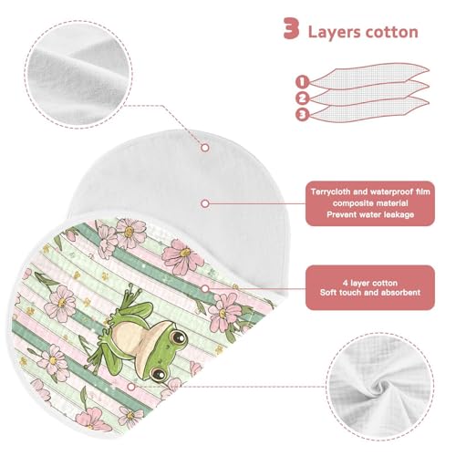vvfelixl Baby Burp Cloths Frog with Flower Baby Newborn Cotton Burping Cloths Set Babys Washcloths 4 Pack3