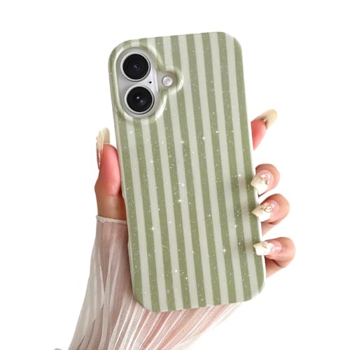 Coque de téléphone à paillettes iPhone 17 cadeau idéal filles vert sauge