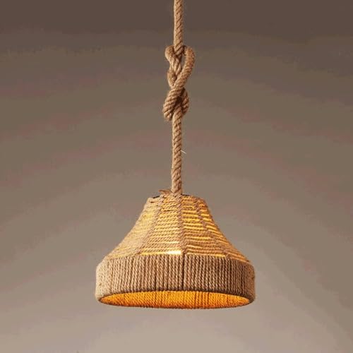 Lámpara colgante de cuerda de cáñamo retro industrial con casquillo E27 para techo de salón