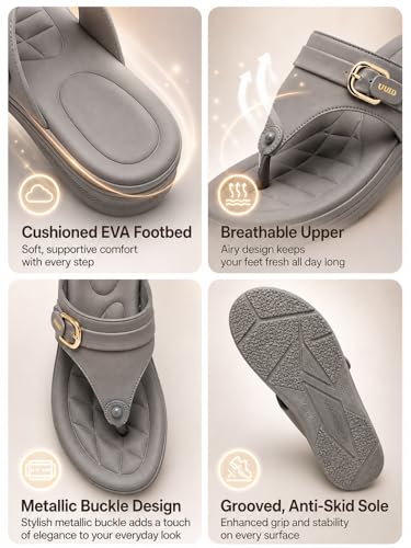 Image of Carrito, Women Wedge Heels Thong Sandals| Comfortable Flats Sandals | Comfort Orthopaedic Sandals for Women| Doctor Slippers /Flip-Flops | Arch Support & Heel Cushion | Lightweight Anti-Skid Sole | Ultra-Cushioned Shock Absorbing Footbed | Available in Open Toe & Toe Separator Style