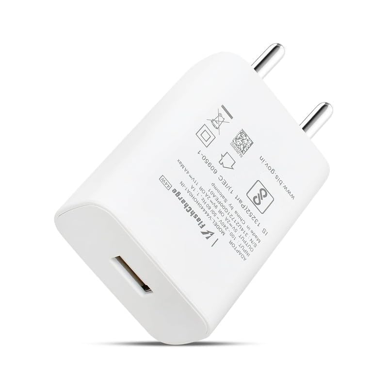 Image of 44W Fast Charger for OnePlus Ace 5 Racing Original QC Adapter Type C 3.0A High Speed Fast Turbo SuperVooc QC 3.0 Smart SinglePort with 1m Type-C Red Charging & Sync Cable (White, Dash, VT.A)
