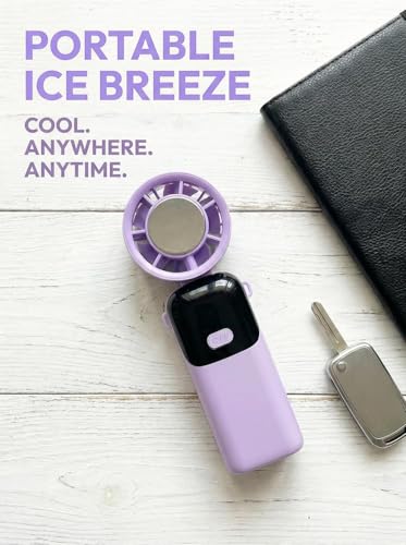 Image of Sevenaire S19 Handheld Portable Fan with Ice Touch Cooling- Rechargeable 3600mAh Battery, Personal Fan Portable Instant Chill, Mini Turbo Pocket Fan for Travel /Outdoor /Home /Office (Purple)