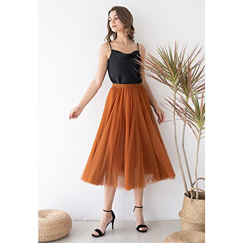 CHICWISH Women's Lilac/Cream/Grey/Pink/Black Layered Mesh Ballet Prom Party Tulle Tutu A-Line Maxi Skirt4