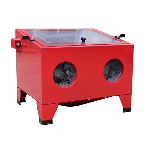 Winado 25 Gallon Bench Top Portable Sand Blaster Cabinet Kit, 40-120 Psi Power Air Sandblasting With Spray Gun & Nozzle Heavy Duty Steel Construction, Red #TOP1