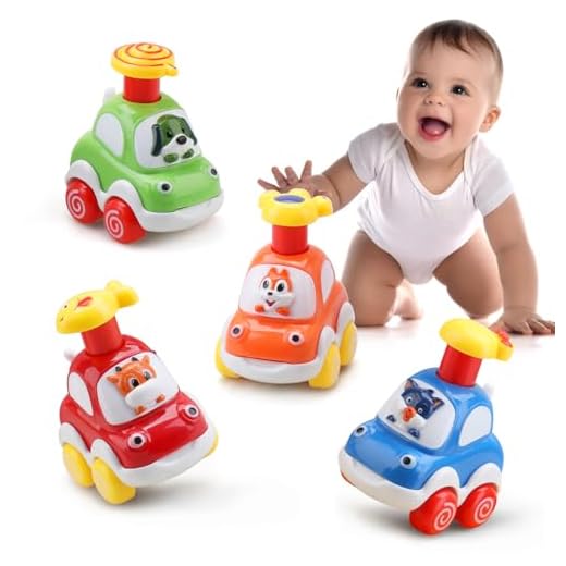 Amy&Benton Baby Toy Cars for 1 2 Year Old Toddler Cartoon Wind up Cars for Boys Birthday Gift Toys