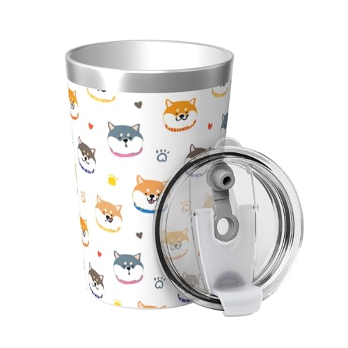 タンブラー 柴犬 犬柄 コーヒーカップ 蓋付き 魔法瓶 スポーツボトル ストロー付き 直飲み 保温 ステンレス 水筒 350ml ギフト 贈り物 プレゼント