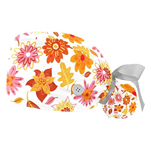 Chapeaux bouffants JDEZ 2PCS avec motif automnal et casquettes ajustables