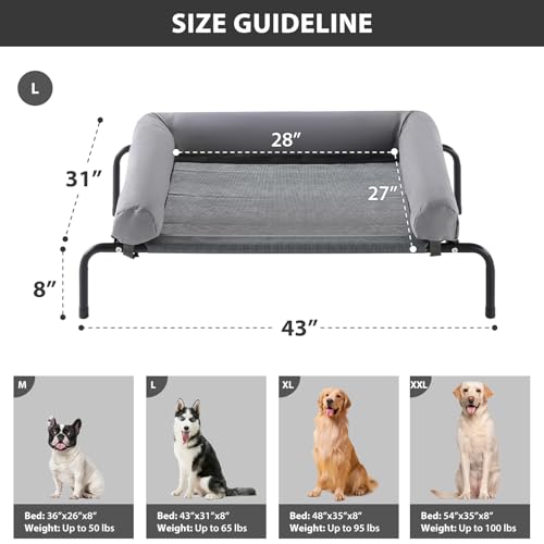 RRPETHOME Large Elevated Cooling Dog Bed, Raised Dog Cot Beds for Large Dogs, Elevated Outdoor Pet Bed, Chew Proof Portable Cooling Pet Cot with Skid-Resistant Feet and Breathable Mesh - Image 3