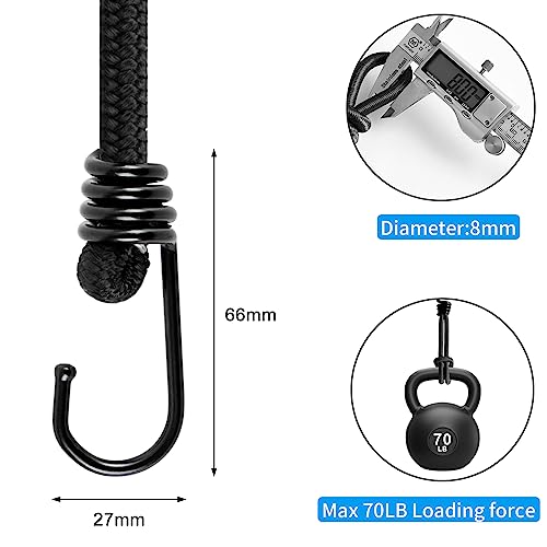 Cuerda elástica de 8 mm con ganchos resistentes para exteriores 7