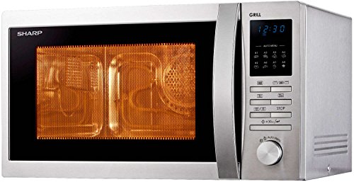 Sharp R-722STWE Micro-ondes en acier inoxydable 25 l 900 W (plan de travail, 25 l, 900 W, boutons, rotatif, acier inoxydable, 1000 W)