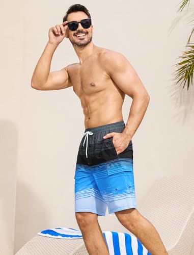 SILKWORLD Men's 9" Swim Trunks Quick Dry Mens Bathing Suit Mesh Lining Board Shorts with Pockets3