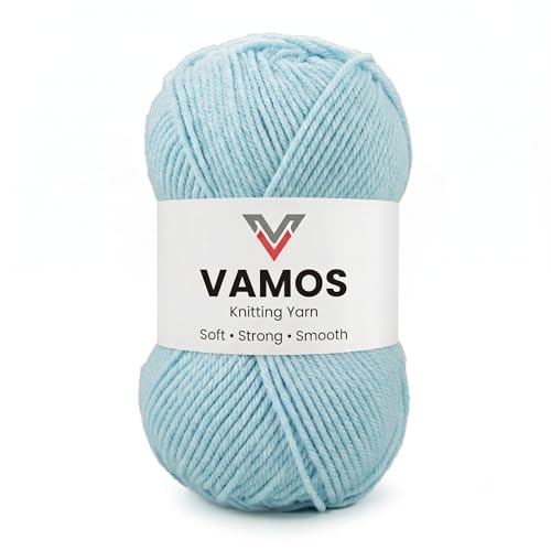 Image of VAMOS Acrylic Hand Knitting & Crochet Yarn - 100g Ball, 4 ply Soft Yarn for Knitting Sweaters, Scarves, Hats, Amigurumi, Babywear & DIY Crafts (Sky)