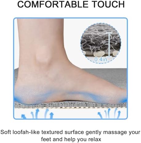 Shower Mat (100*40CM), Non Slip Bath Mats for Inside Bath, Anti Mould Antibacterial PVC Loofah Shower Mat, Soft Comfort Bath Mat Massage Mat for Shower Stall, Quick Drying