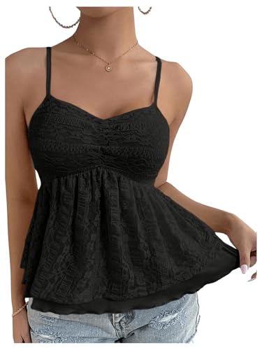 SOLY HUX Womens Babydoll Tops Y2K Summer Cute Flowy Sleeveless Camisole Tops Vintage Shirt