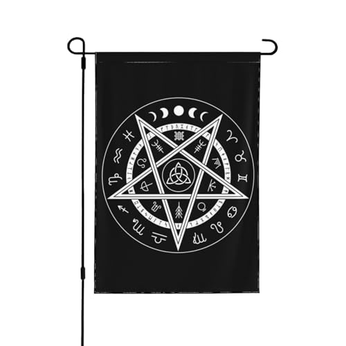 Celtic Occult Symbol Wiccan Magic Pentagram Circle Garden Flag Welcome Party Outdoor Outside Decorations Picks Home House Garden Yard Decor