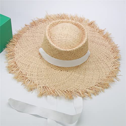 Chapeau de paille de raffia contre les coups de soleil avec son long ruban ajusté